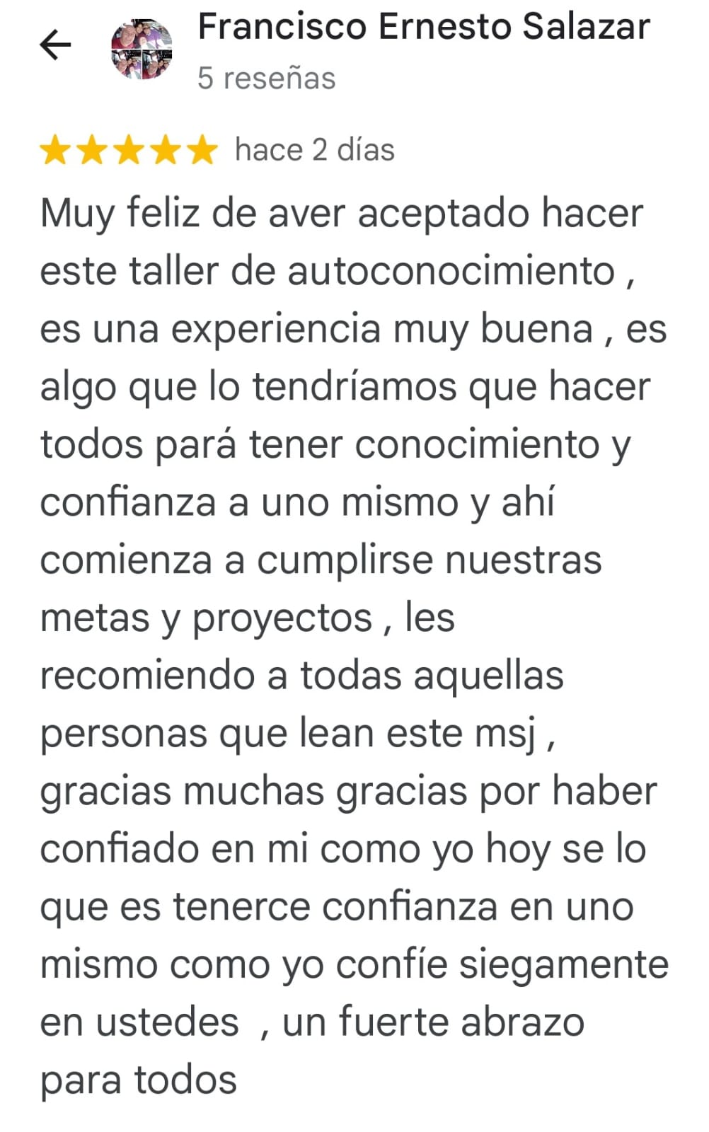 Testimonio de Francisco Ernesto Salazar